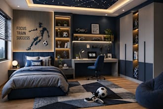 design a 3d bedroom for boys and girls room