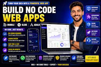 do no code web app, bubble io developer, glide, adalo web app development