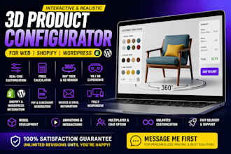 setup a 3d product configurator for the website, web app