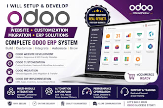 setup odoo website development, odoo customization odoo migration odoo erp