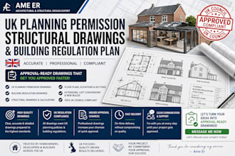 draw uk planning permission structural drawings and building regulation plan