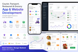 build courier delivery app, transportation, and restaurant website or grocery