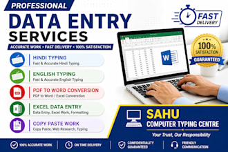 do data entry, hindi typing, english typing