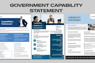 design government capability statement, government contract bid proposal writing