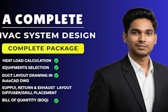 provide complete hvac design with heat load, duct layout, boq and drawing
