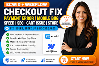 ecwid webflow  checkout fix payment error mobile bug speed seo cart issue store