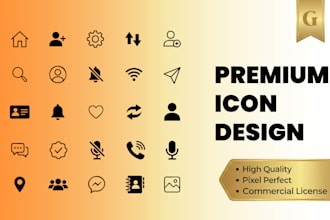 design a modern custom icon set for web, app, and UI