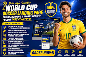 build world cup soccer landing page design booking football sport website promo