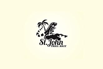 make simple running iguana logo for caribbean trail race