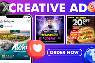 design facebook ad creative, meta ads, instagram post and carousel design