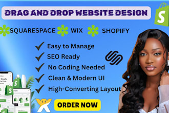 build drag and drop website store design via shopify wix squarespace