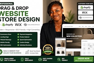 build drag and drop website store design via shopify wix squarespace