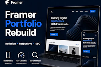 convert, clone figma to framer portfolio landing page, responsive and SEO ready