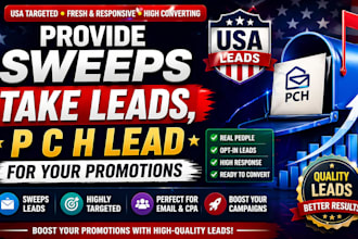 provide sweeps take leads, p c h lead for your promotions