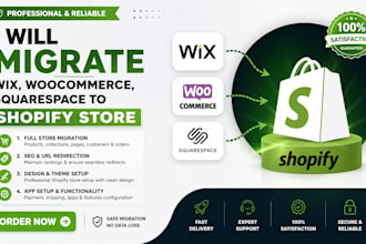 migrate wix, woocommerce, squarespace to shopify store