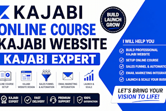 setup kajabi online course, kajabi website and kajabi expert