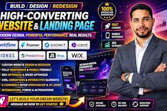 build webflow framer showit carrd ionos wix landing page website design redesign