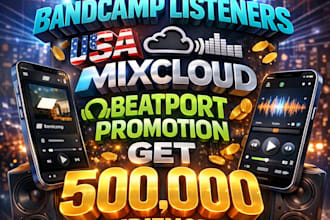 increase bandcamp listeners, usa mixcloud and beatport promotion