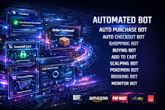 develop auto purchase bot, target bot, popmart bot, pokemon bot