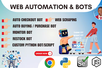 develop auto purchase bot, target bot, popmart bot, pokemon bot