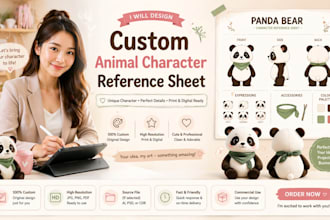 design a custom plushie character reference sheet or ych concept