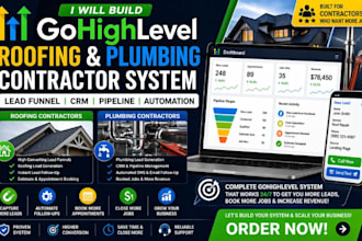 build gohighlevel roofing plumbing contractor website lead funnel CRM pipeline