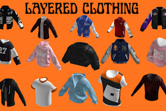 design layered clothing for roblox avatar including hoodie shirt and outfit
