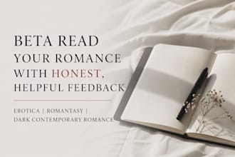 beta read erotica romantasy dark contemporary romance novel developmental editor