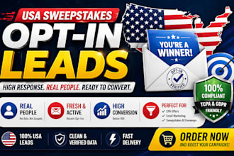 provide USA sweeps takes opt in leads for CPA, email marketing and promotions