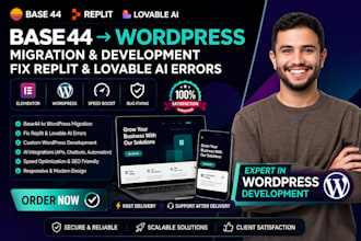 do base44 migration to wordpress develop fix errors on replit lovable ai website