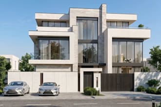 restyle 3d villa exterior, revit interior, outdoor living render,rooftop terrace