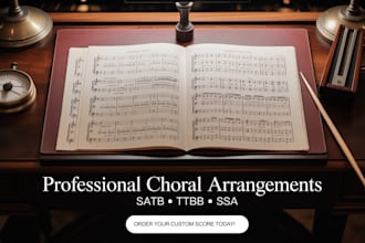arrange or compose satb, ttbb, or ssa choral music with professional sheet music