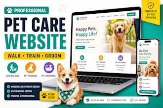 design professional dog walking website pet training pet grooming website