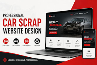 design modern car scrap, car junk, car salvage and car damage junk website