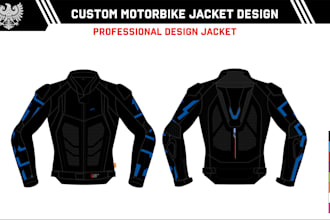 create a motor bike jacket design and tech pack