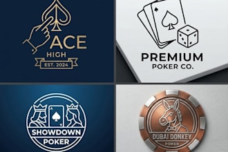 do minimalist poker chip or game, poker card, poker logo design