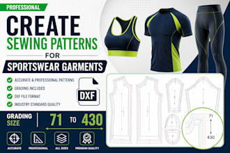 create sewing patterns for sportswear garments grading dxf