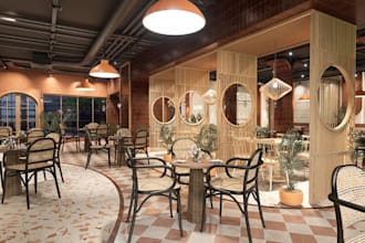 skp3d rustic restuarant,cgi cafe,display counter,commercial interior,dining area