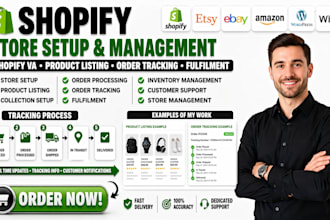 manage shopify store setup order tracking fulfilment shopify VA product listing