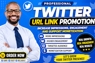 promote twitter URL link to increase impression engagement and for monetization
