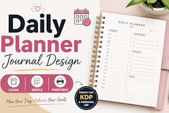 design a minimal daily planner journal and printable workbook design