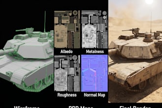 create 3d armor tank model military vehicle  war game asset pbr low poly for ue5