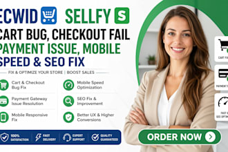 fix ecwid sellfy cart bug checkout error payment issue mobile SEO speed