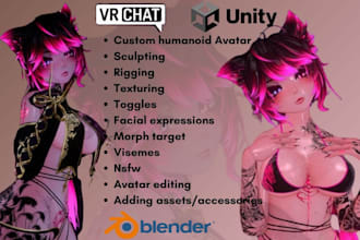 create custom vrchat avatar, vrc avatar, furry avatar, anime avatar, nsfw model