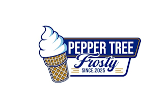 make pepper tree frosty ice cream shop logo