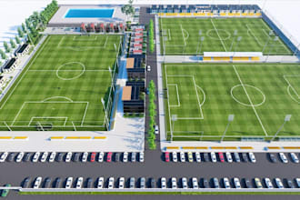 recreate landscape site plan, indoor football field, performance facility design