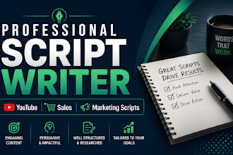 l write professional video scripts and sales copy