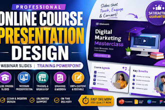 do online course presentation design, webinar slides, training powerpoint