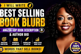 write a best selling book blurb amazon KDP book description author bio