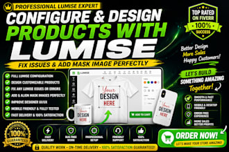 design and configure products with lumise,fix issue and add mask image